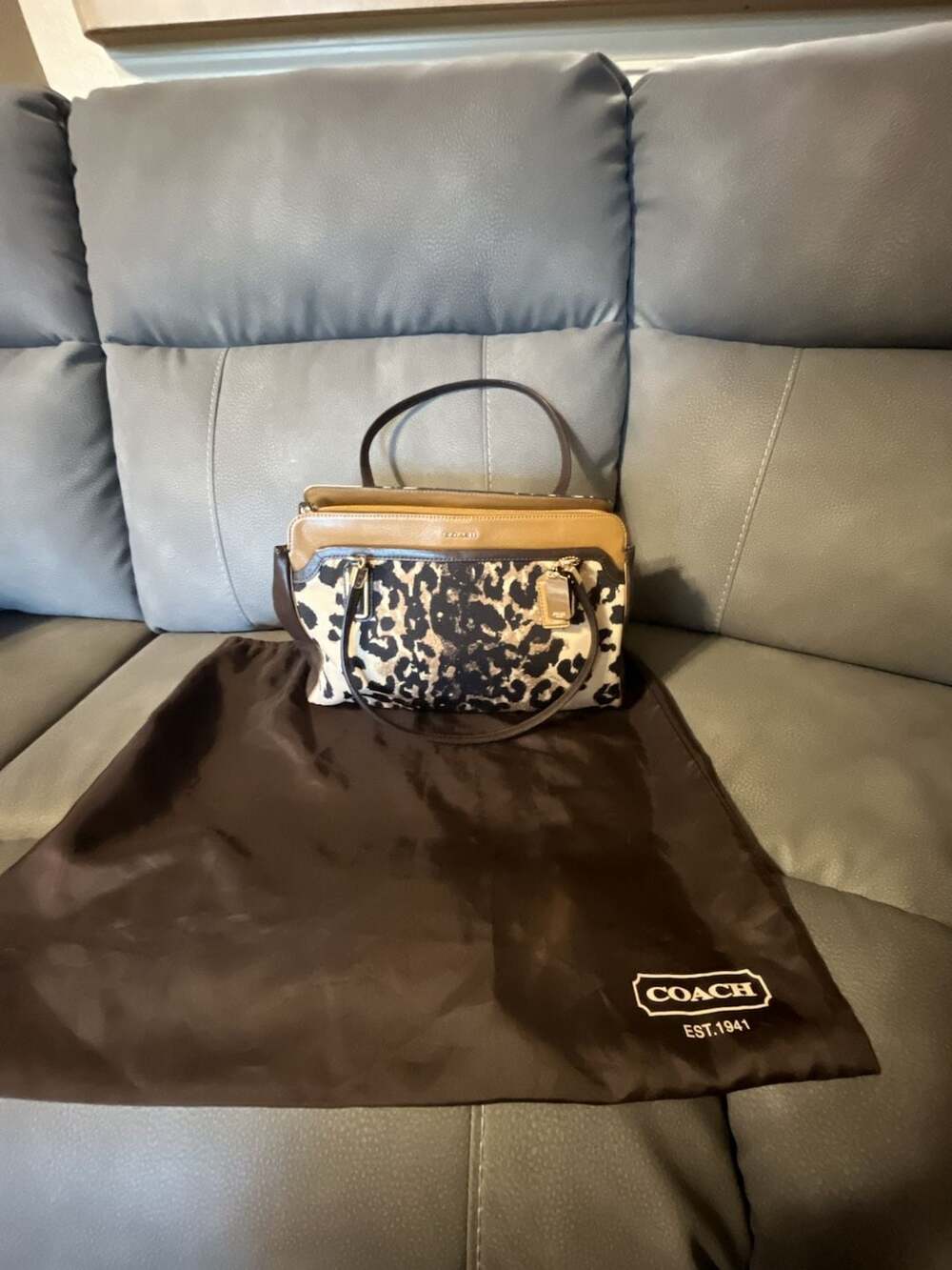 Coach Madison Kimberly Ocelot Print Carry All Handbag 25207